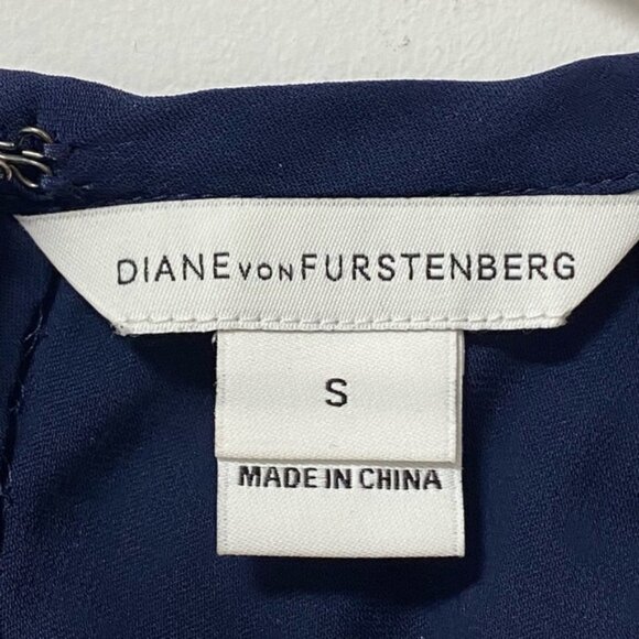 Diane von Furstenberg 100% Silk Sleeveless Blouse – Dark Navy – Size S - Picture 9 of 10